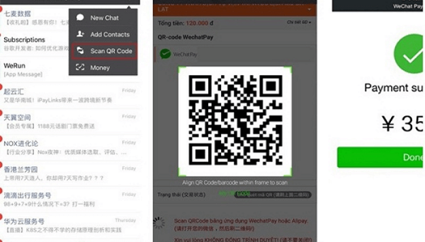 Quét mã QR Code để chuyển tiền Wechat