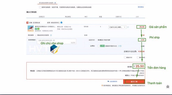 Kiểm tra đơn hàng order Taobao và cho vào phần thanh toán